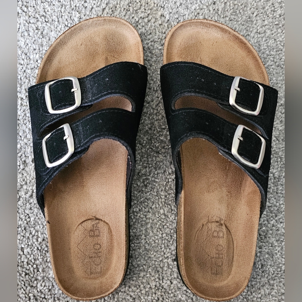 Black Women's Sandals with Buckles